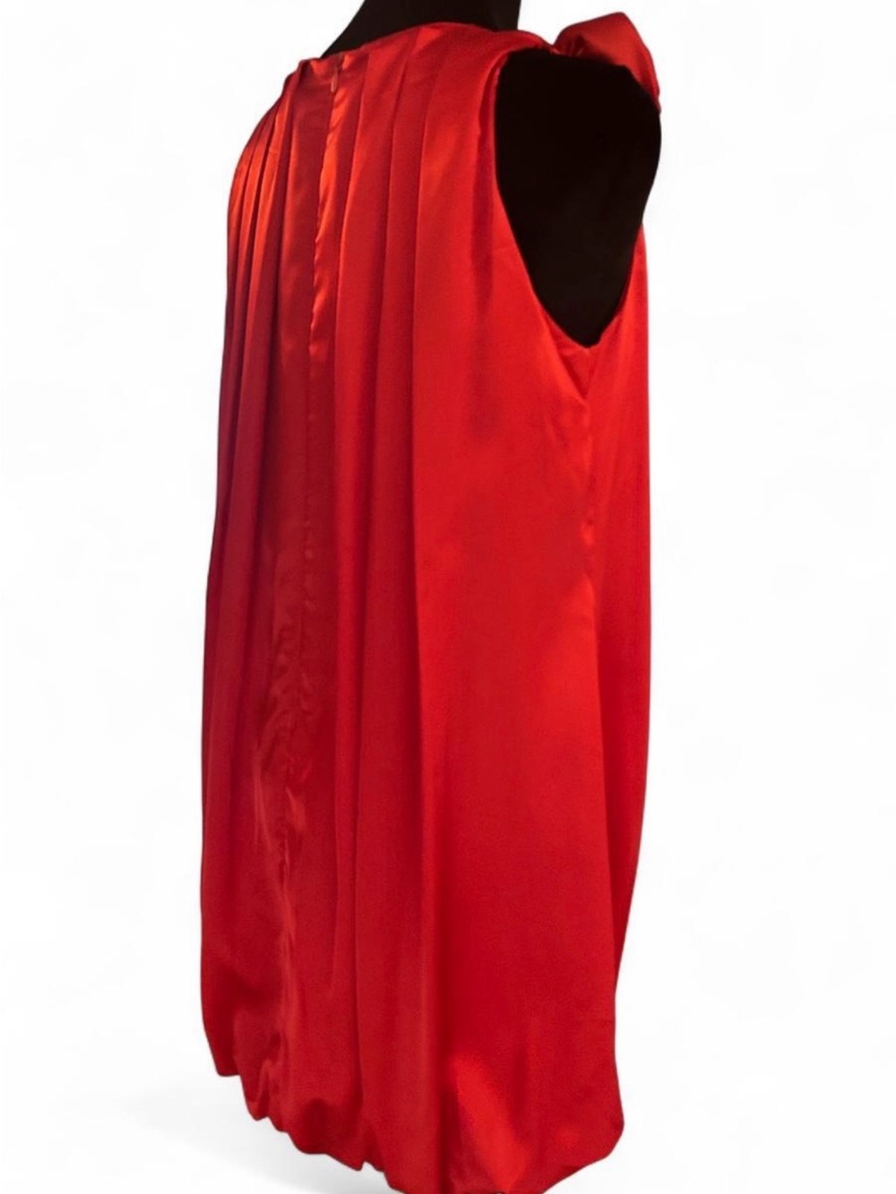 Y2K  Red Pleated bubble  Mini Dress with Rosette Shoulder - Picture 4 of 8